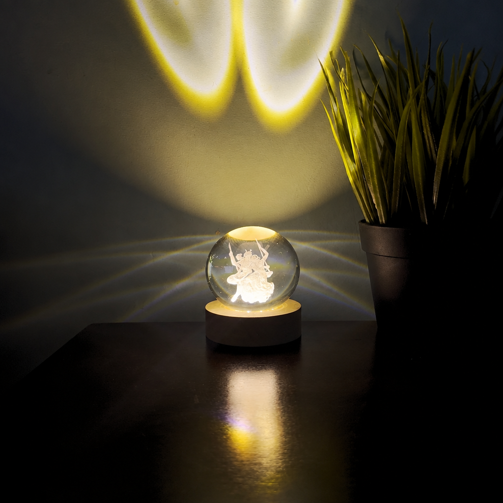 Radha Krishna 3D Crystal Ball Night Lamp