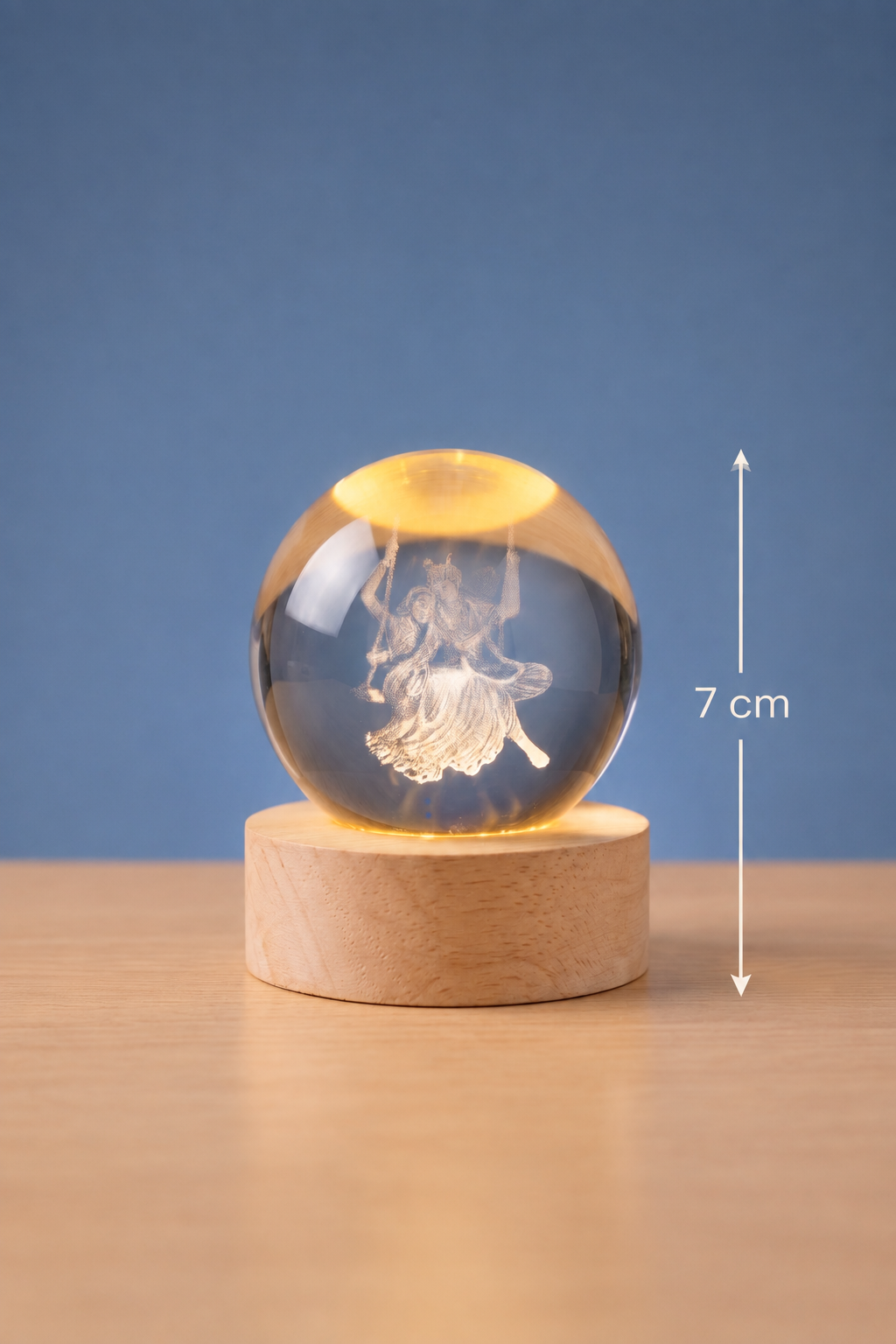 Radha Krishna 3D Crystal Ball Night Lamp